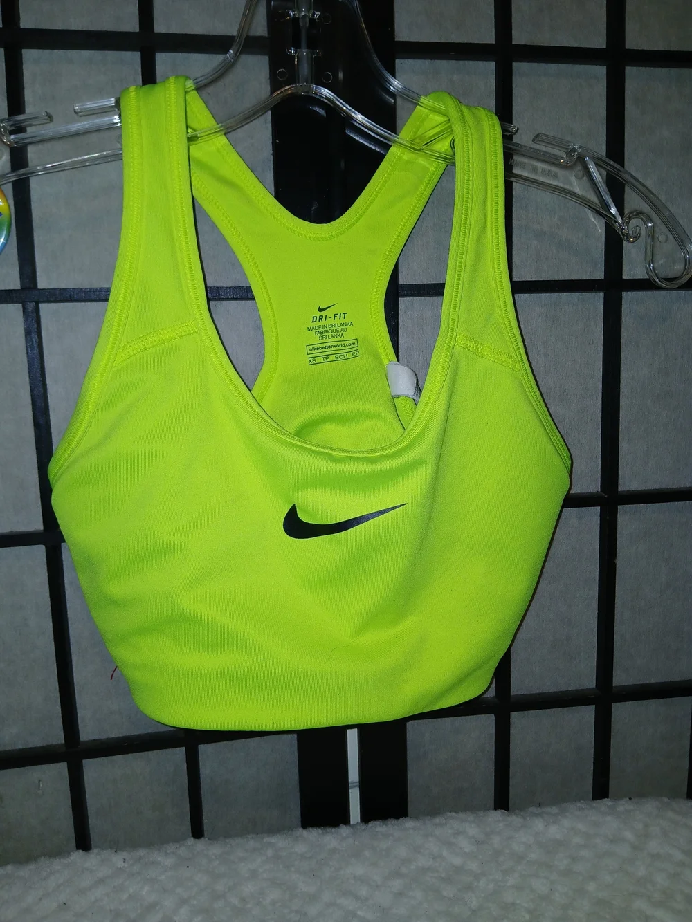Nike Dri-FIT Neon Lime Racerback Sports Bra with Black Swoosh
